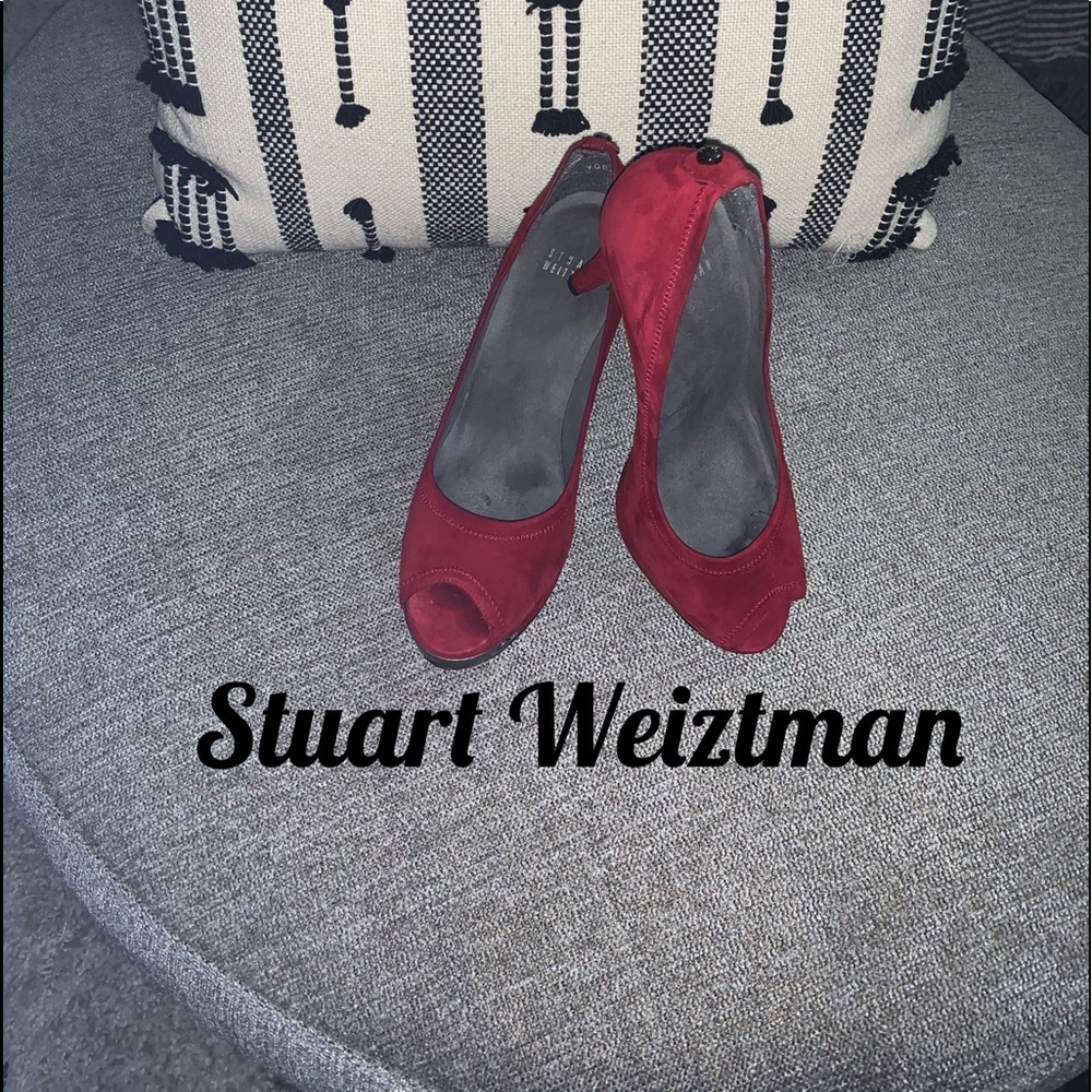 ❤️😍STUART WEITZMAN BURGUNDY WINE SUEDE PLATFORMS